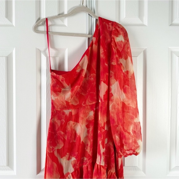 NWT Gianni Bini Pink and Orange Floral One Shoulder High Low Maxi Dress Size 4 - Picture 10 of 13